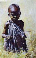 Africa,African,Portrait,Oil painting,boy,tribal